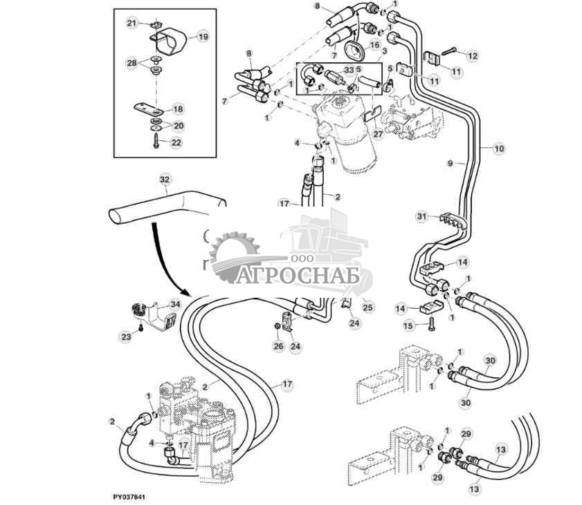 МАСЛОПРОВОДЫ ГИДРОСТАТИЧЕСКОГО РУЛЕВОГО УПРАВЛЕНИЯ, КАБИНА, ГИДРАВЛИЧЕСКИЙ НАСОС 45 КУБ. СМ 